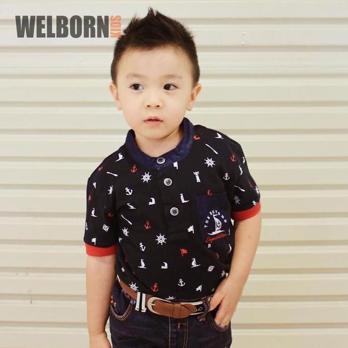 Welborn Kids Semi Polo Shirt Sailor Navy