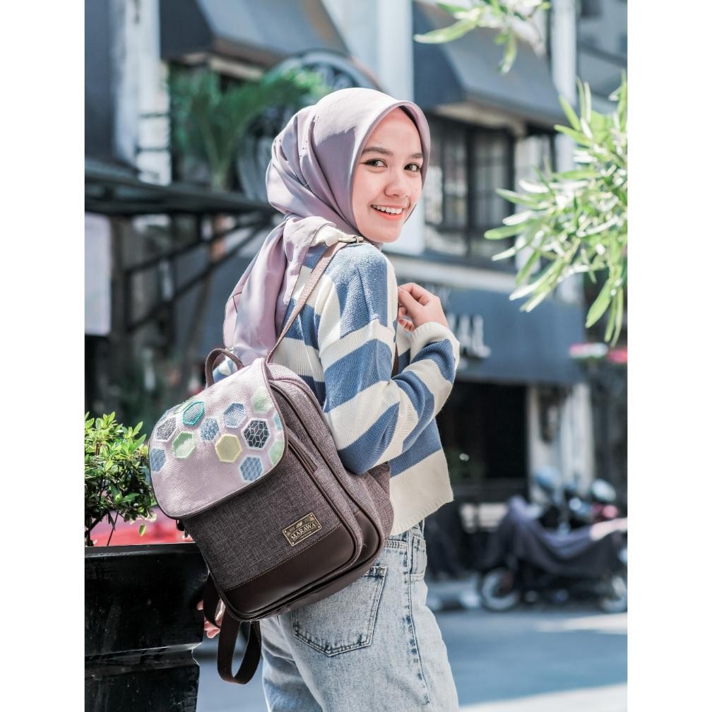 TAS RANSEL CEWEK MARAWA BINAR MOTIF ETNIK