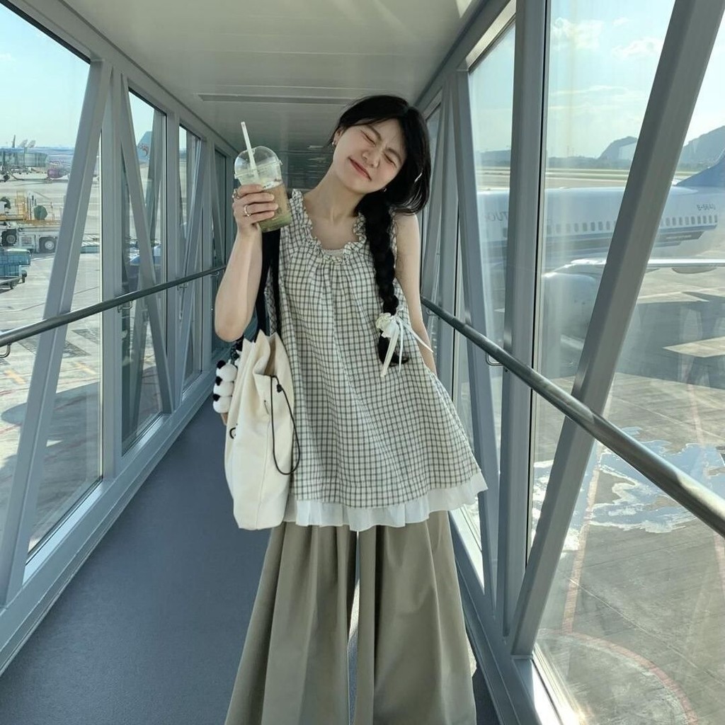 Temukan PakaianSetelan Rompi Tanpa Lengan Modis, Celana Panjang Berkaki Lebar Setelan Dua Potong Wan