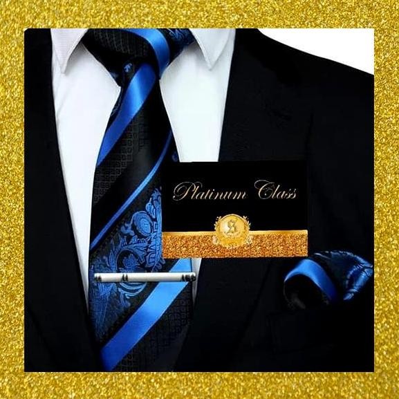 dasi biru elektrik batik salur import pria set platinum class