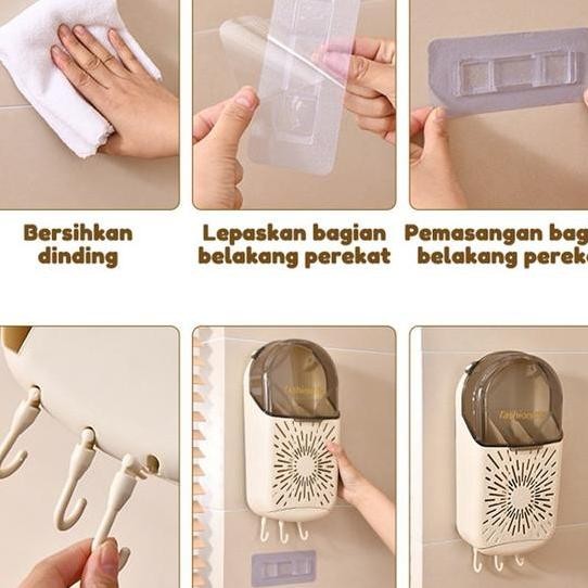 Tempat Sendok Garpu Sumpit Dengan Tutup Rak Wadah Dapur Tertutup Tempel Dinding Kotak OrganizerRak S