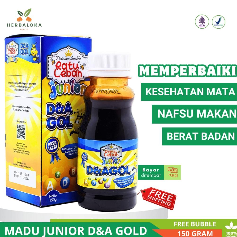 

(Terbaru) BPOM Madu Anak Ratu Lebah Junior D&A GOL 150gr Madu Penambah Nafsu Makan Anak dan Kesehatan Mata (Terlaris)
