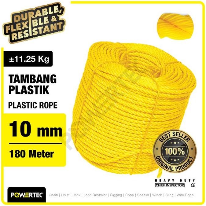 

TALI TAMBANG PLASTIK 10MM X 180M PLASTIC ROPE POWERTEC - KUNING ORIGINAL DAN TERPERCAYA
