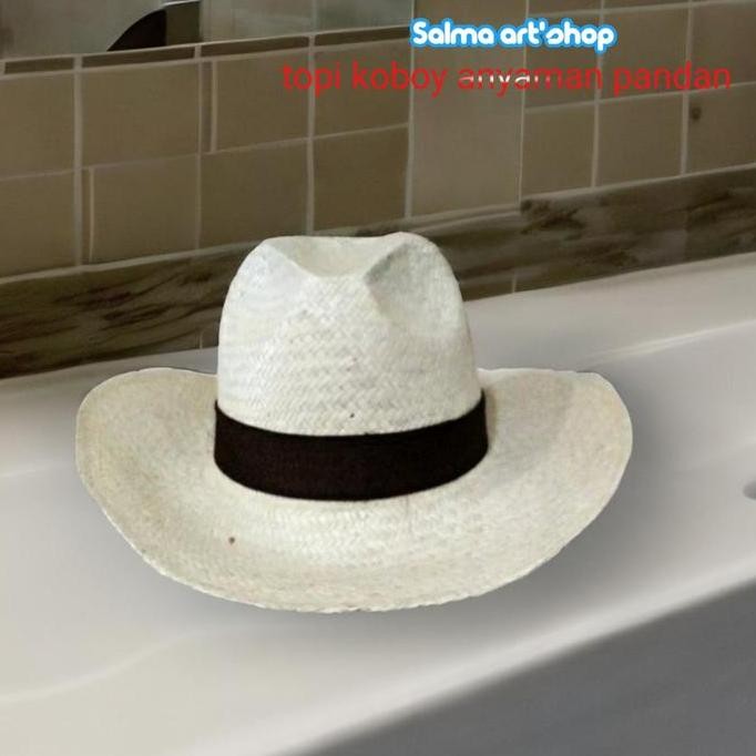 Kualitas terbaik] topi koboy anyaman pandan,topi koboy dewasa  pria wanita