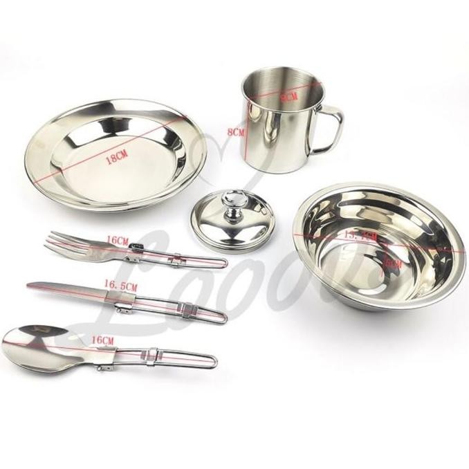 Set Alat Makan Camping / Outdoor Aluminium Lengkap - Tableware Camping