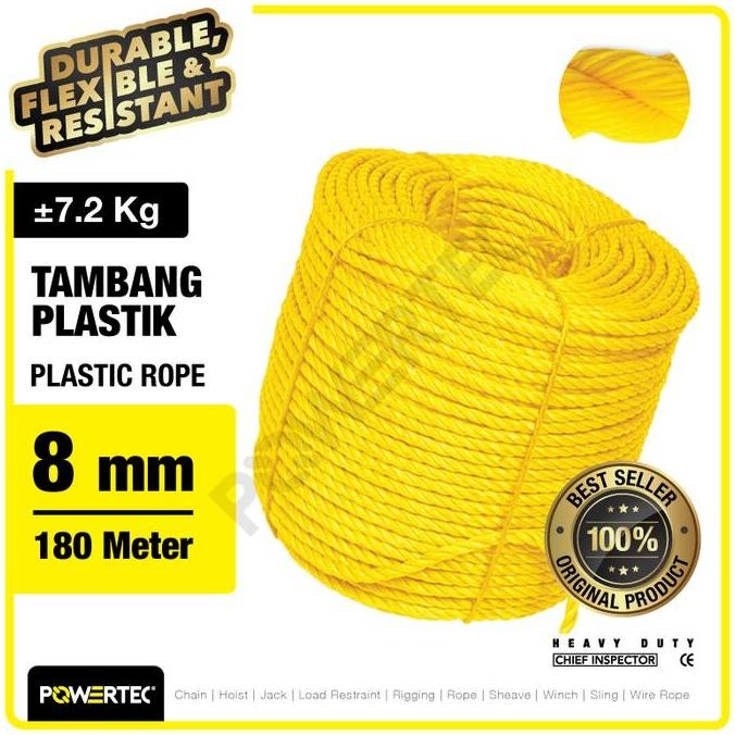 

TALI TAMBANG PLASTIK 8MM X 180M PLASTIC ROPE POWERTEC - KUNING ORIGINAL DAN TERPERCAYA