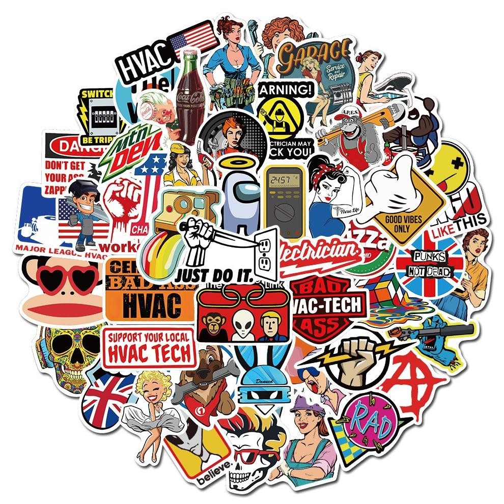 

COD [50PCS]Stiker Eropa Amerika Lucu Hypebeast Stiker Anti Air-Sticker Aesthetic Buku Koper Casing HP Laptop Helm Motor CMU-98