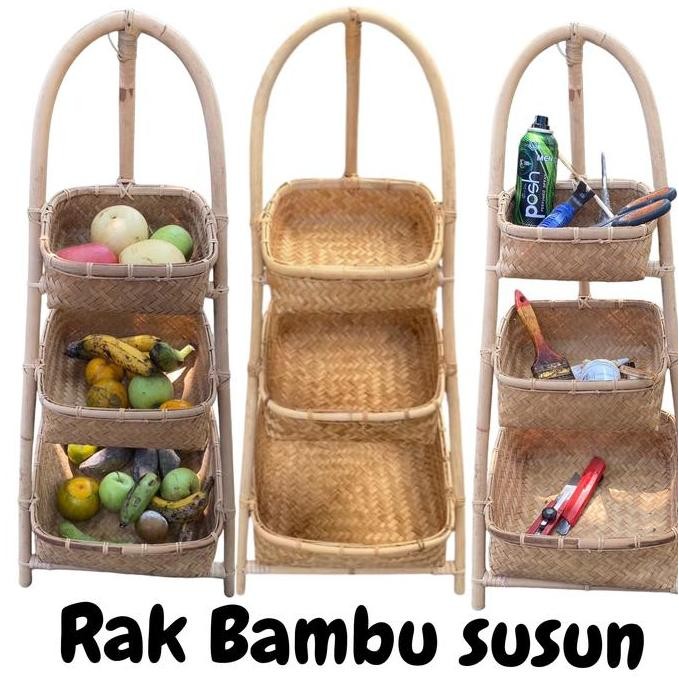 """] Rak Bambu Susun Kotak - Rak Susun Bambu - Rak anyaman Bambu - Rak serbaguna -Rak Bambu Serbagun