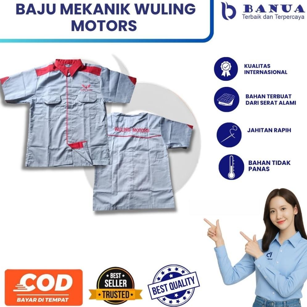Baju Wuling Motors | Baju Mekanik Wuling | Baju Abu Wuling | Kemeja Abu Wuling | Baju Mekanik Wuling