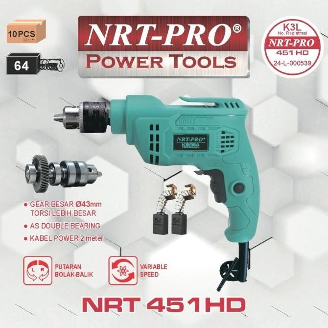 >>>>>] Mesin Bor Besi Kayu Listrik 10 mm Gear Torsi Besar NRT-PRO 451HD Electric Drill 10mm Variable