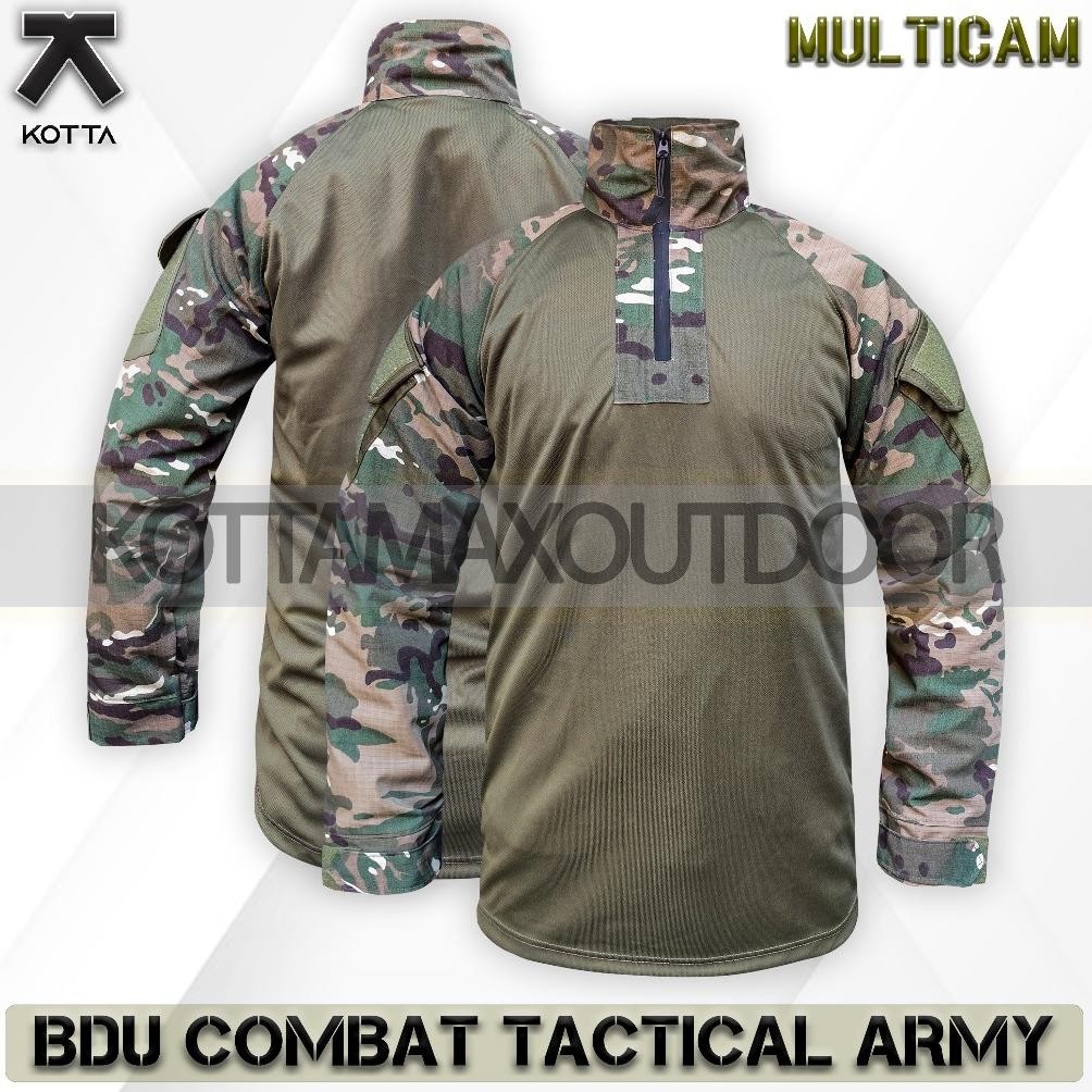 Promo - Satu Set Baju BDU Tactical Lengan Panjang Cargo Celana Tactical Pria Multicam Army
