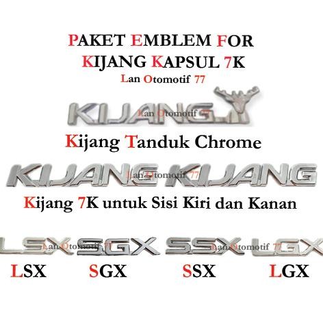 Berkualitas Paket Variasi Emblem Logo Mobil Tulisan KIJANG KAPSUL LGX
