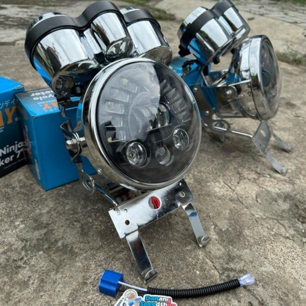 Lampu Sports Day 7 inch full Set Batok ninja Speedo ninja breket lampu ninja untuk pemakian shok dep