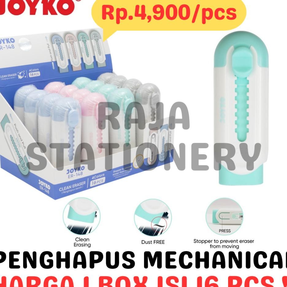 

Joyko Sliding Eraser Mechanical Penghapus Mekanik Joyko Ujian Panjang Anak Er148 Box 16Pcs