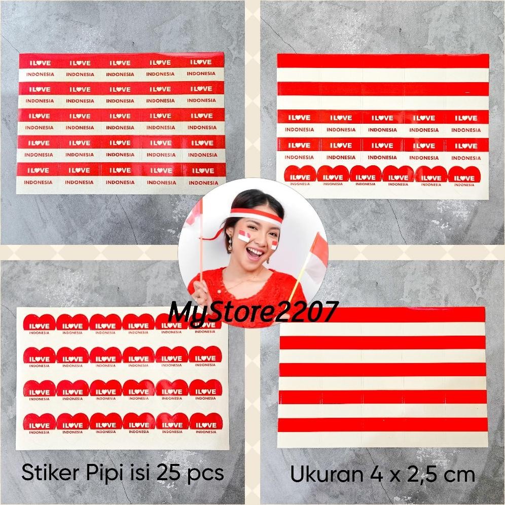 

Ad-77 (25 Pcs) Stiker Pipi Merah Putih | Sticker Wajah 25Pcs - Dekorasi 17 Agustus | I Love Indonesia