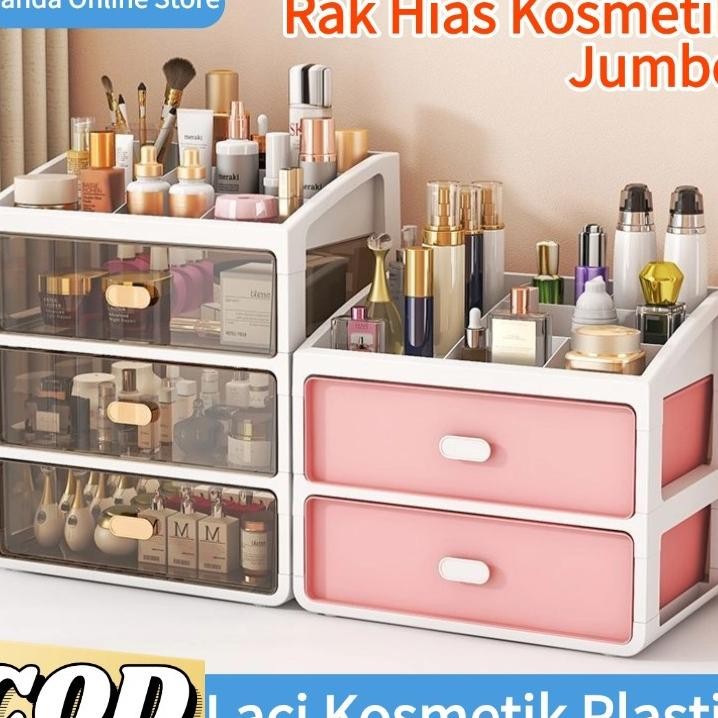 Rak Hias Kosmetik Jumbo Rak Kosmetik Makeup Storage Kotak Penyimpanan Skincare Tempat Kosmetik Laci 