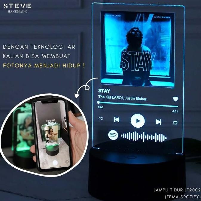 Promo Lampu Tidur Ar Lt2002 Augmented Reality Led Akrilik 12 Warna Rgb + Remote + Battery Custom Fot