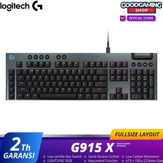 Logitech G915 X | G915X | G-915 X Wired Full Size Keyboard Lightsync Rgb Co