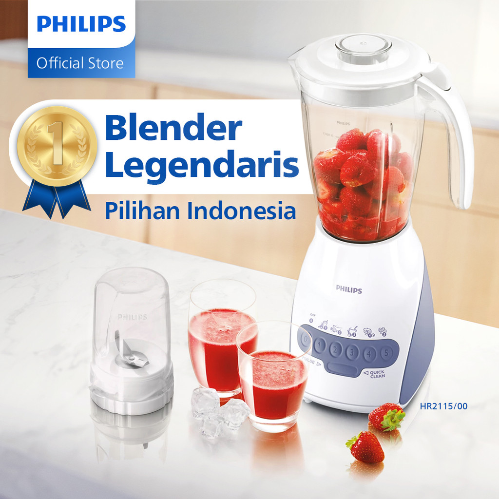 Philips Blender HR2115/00 - Blender 2 liter - Blender Philips jar plastik 350 W - Grey