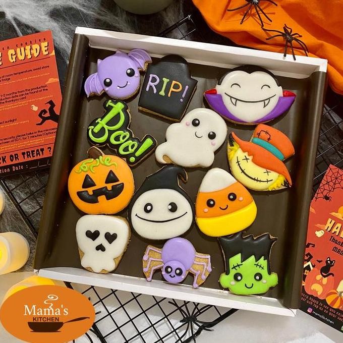 

TERBARU - BOX isi 2 butter cookies icing | kukis hias halloween character mix