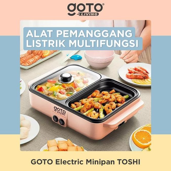 PROMO DISKON - [COD] Toshi Minipan Electric Hotpot Alat Panggangan Grill Pan BBQ 2in