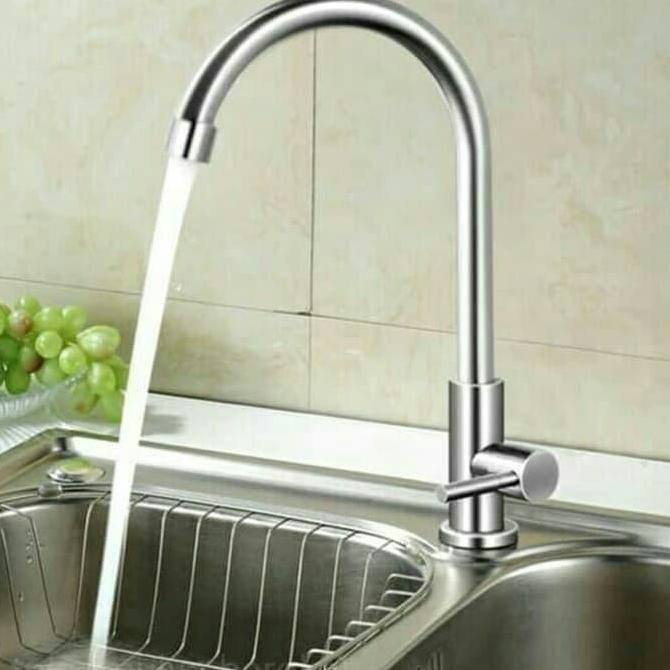BEBAS ONGKIR - Kran Sink Tanam. Kran Cuci Piring Pipa Asli Stainless 04 Anti karat