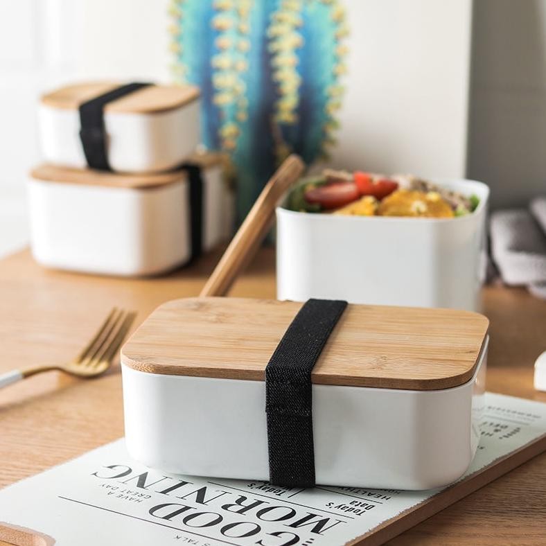 MINISO - Kotak Mankanan Bento Sendok Garpu Set Kotak Bekal Makan Lunch Box Tempat Bekal 900ml