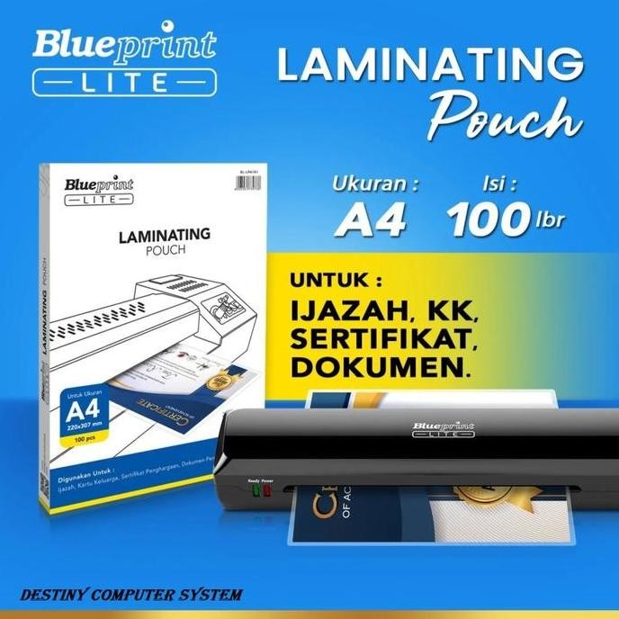 

Laminating Pouch Blueprint Lite A4 220X307Mm Isi 100Pcs Co