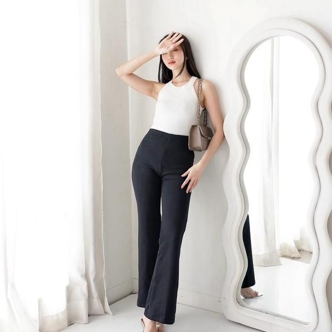 Selena Highwaist Cutbry Pants / Celana Panjang Cutbry Wanita Pink / Celana Panjang Premium Scuba Bro