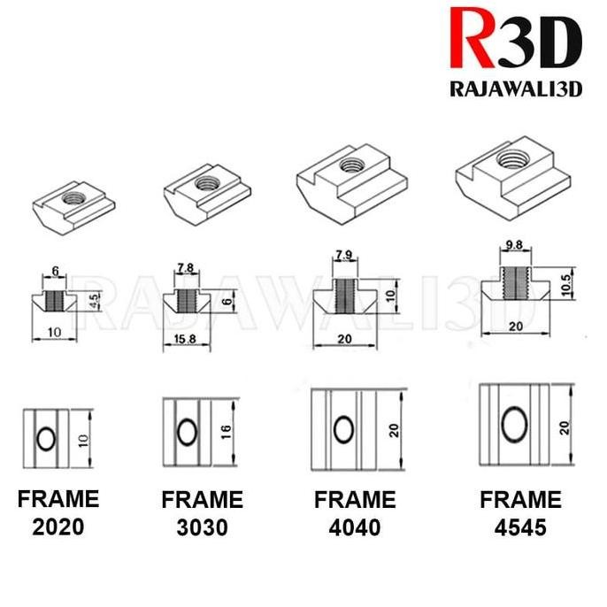 T Nut M4 Tee Nut T Sliding Nut 30-M4 Square Aluminium Profile 3030