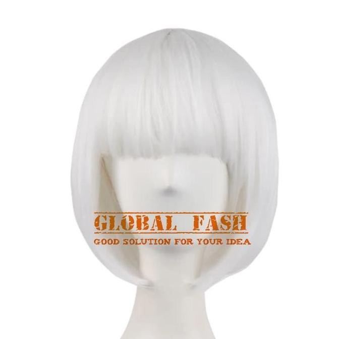 Wig Bob Putih/ Wig Pendek Lurus / Wig Cosplay/ Rambut Palsu Full