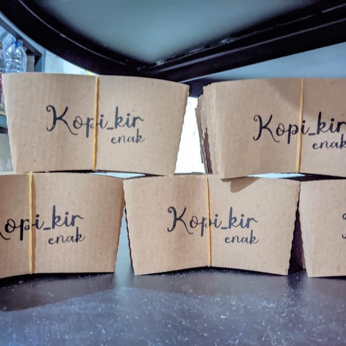 (Ready) Sablon Sleeve Karton 1 Warna Dan Paper Cup 8 Oz Plus Tutup Hitam Bestseller