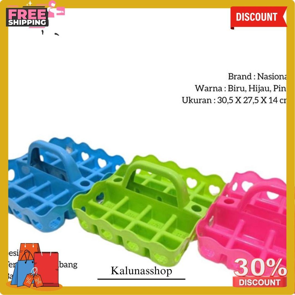 Rak Tempat Gelas Aqua Isi 10 / 12 / 16 Slot Skat Lubang Bahan Plastik Keranjang Mineral Termurah Ban