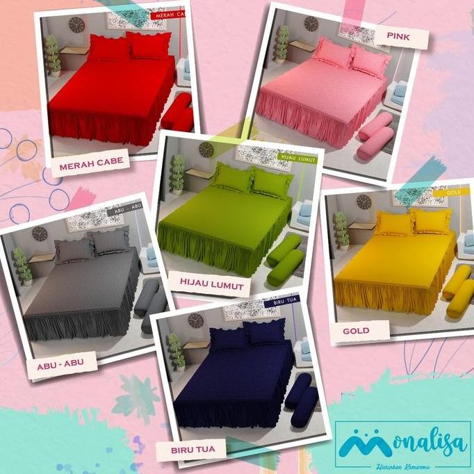 Monalisa Emboss Sprei Rumbai Uk 160 x 200 Tinggi Rumbai 40cm