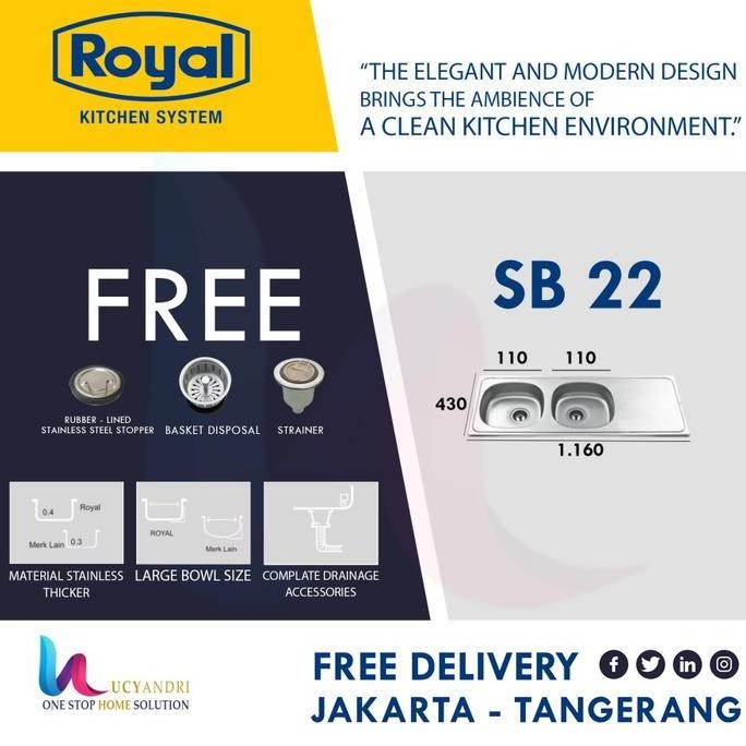 NEW - KITCHEN SINK BAK CUCI PIRING STAINLESS ROYAL ROYAL SB 22