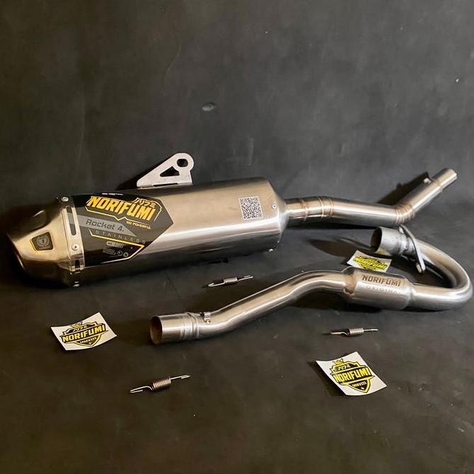 Knalpot Norifumi Roket 4 Stainless suara ngebas adem cocok untuk motor trail CRF, KLX dan WR 155 Ori