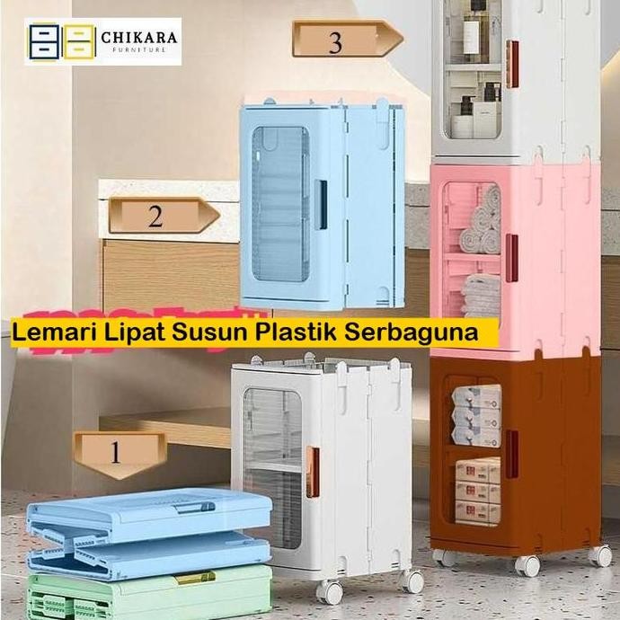 PROMO - CHIKARA Susun Lemari Lipat Susun Plastik LEORA Lemari Pakaian Plastik Lemari Portable Serbaa