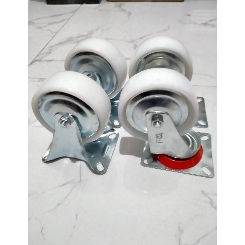 roda troli 4 inchi putih roda lori nilon 4 inchi satu set 4pcs aSt