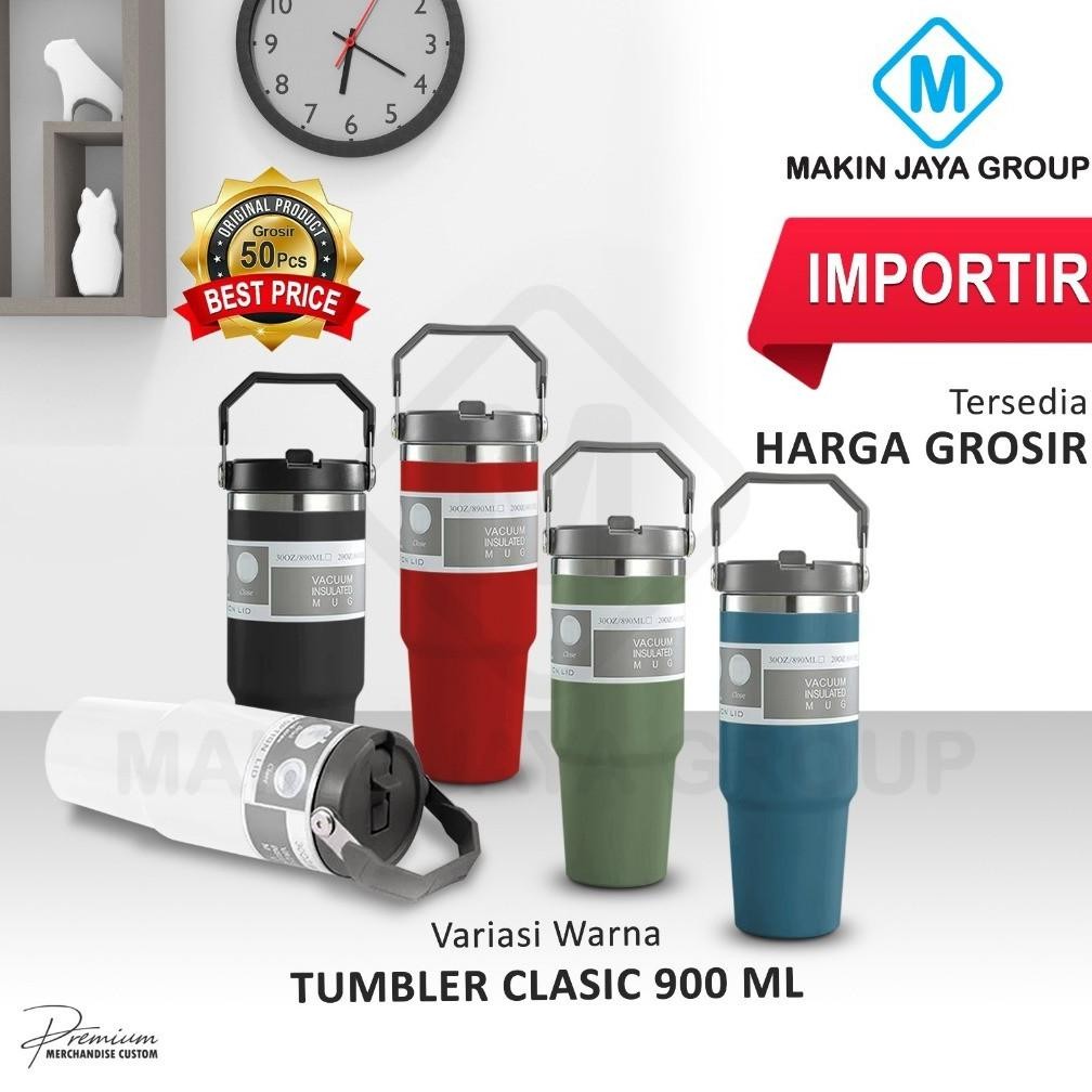 MJG GROSIR Vacuum Flask Stainless CLASSIC Mug 900ML MJG8054 - Coffee Cup Sport Thermos Mug Steel Dou