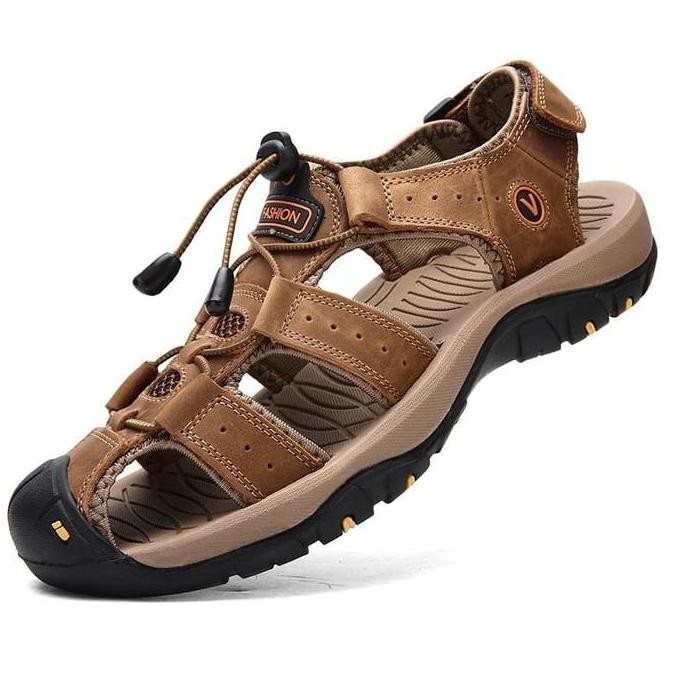 Sandal Outdor Pria Kulit Ringan Hiking Sepatu Gunung Anti Tergelincir Berkualitas Tinggi