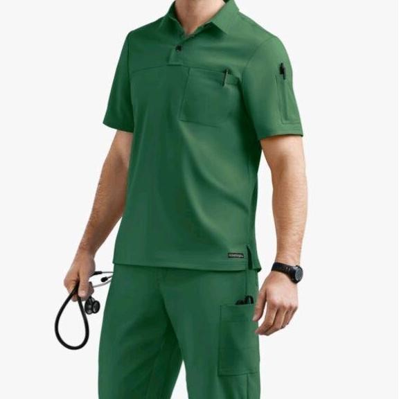 seragam medis/setelan baju kerja pria lengan pendek