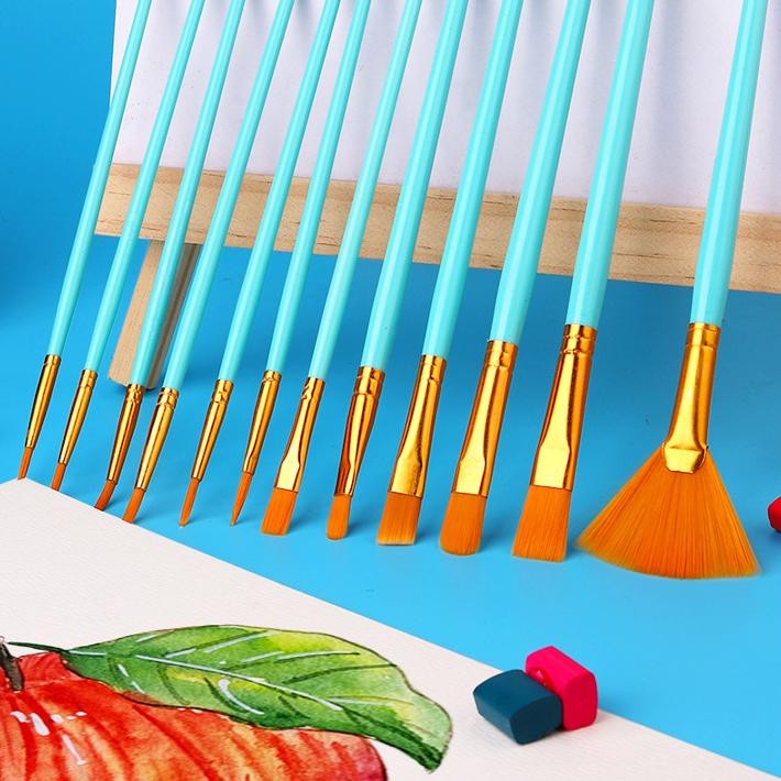 

Edf-62 Lovelycraftstore | 10Pcs/12Pcs Kuas Lukis, Kuas Clay, Paint Brush Set Watercolor Oil Face Body Painting Nylon Brush Kuas Lukis Cat Air Cat Akrilik, Palette For Paint, Piring Cat, Mini Palette Edf-62