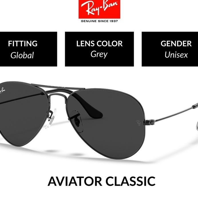 New Rayban Kacamata Hitam Aviator Rb3025 Sunglasses Bla Pria Wanita Bla Grey