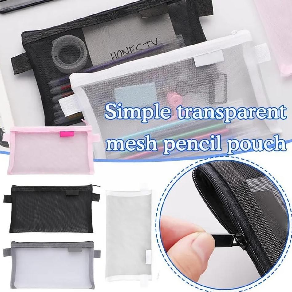 

Fgs-3 [Miloli] Kotak Pensil He Chooses Simple Pouch Transparant Portabel Tempat Pensil Jaring Resleting Stationery - F0210