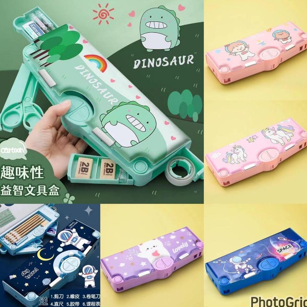 

Dg-4 Kotak Pensil Anak Serbaguna Mekanik Anak Sekolah Mekanik Multifungsi Serbaguna Fullset Penggaris Gunting Original