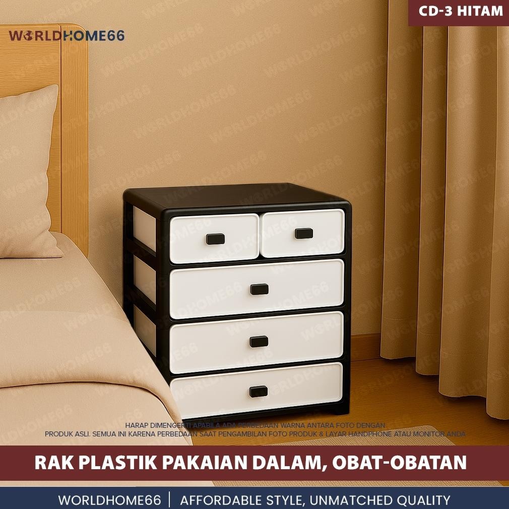 Worldhome Lemari Plastik Penyimpanan Kaos Kaki Celana Dalam Rak Obat Plastik Rak Mini Multifungsi aS