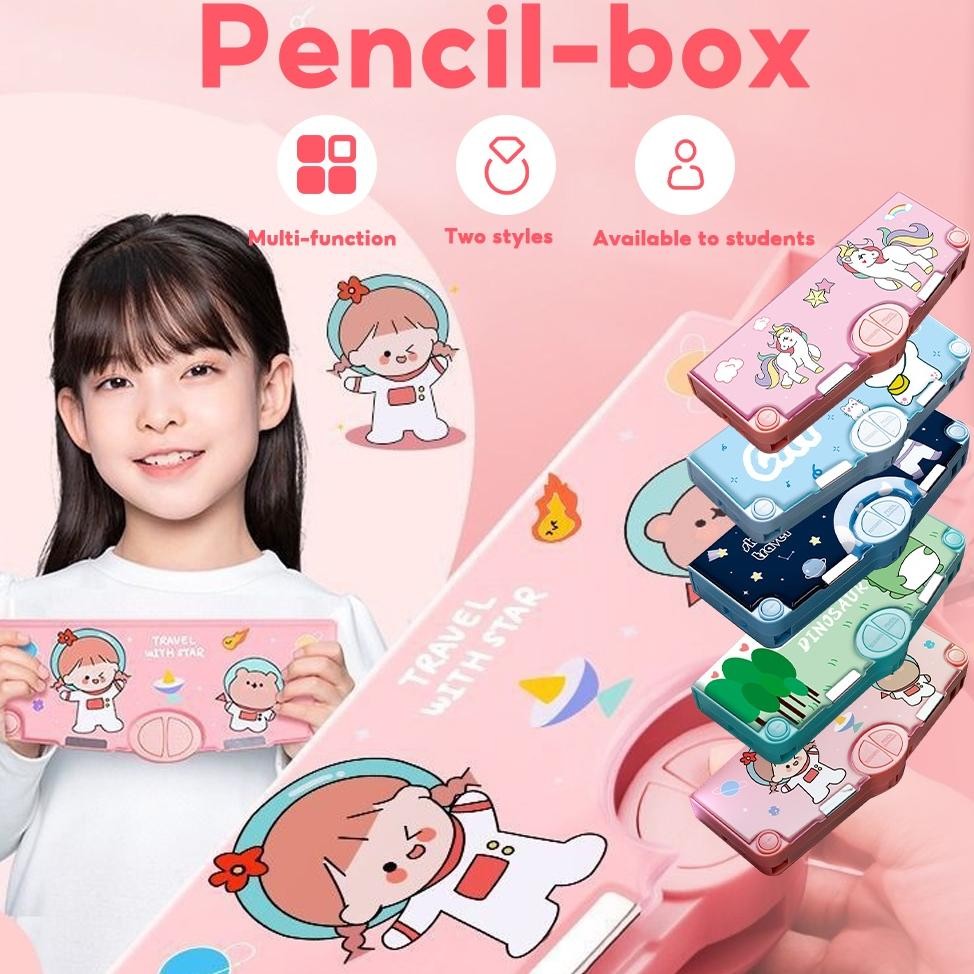 

Fsd-34 Tempat Pensil Multifungsi Kotak Pensil Pola Kartun Lapisan Dan Tunggal Dengan Rautan Kapasitas