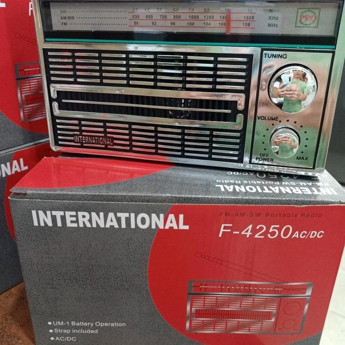 International Radio National F-4250 Ac Dc Original Fm Am Sw Portabel Dengan Baterai Operasional Ster