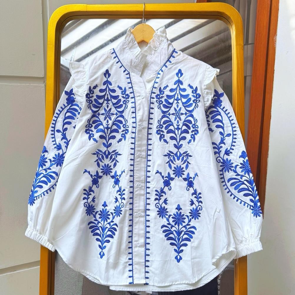 Viska Blouse Motif Etnik Katun Atasan Wanita
