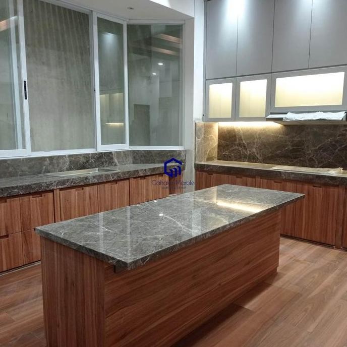 Kitchen Set Marmer Italian Grey | Meja Dapur Marmer Grey | Meja Marmer Abu | Kitchen top Marmer Ital